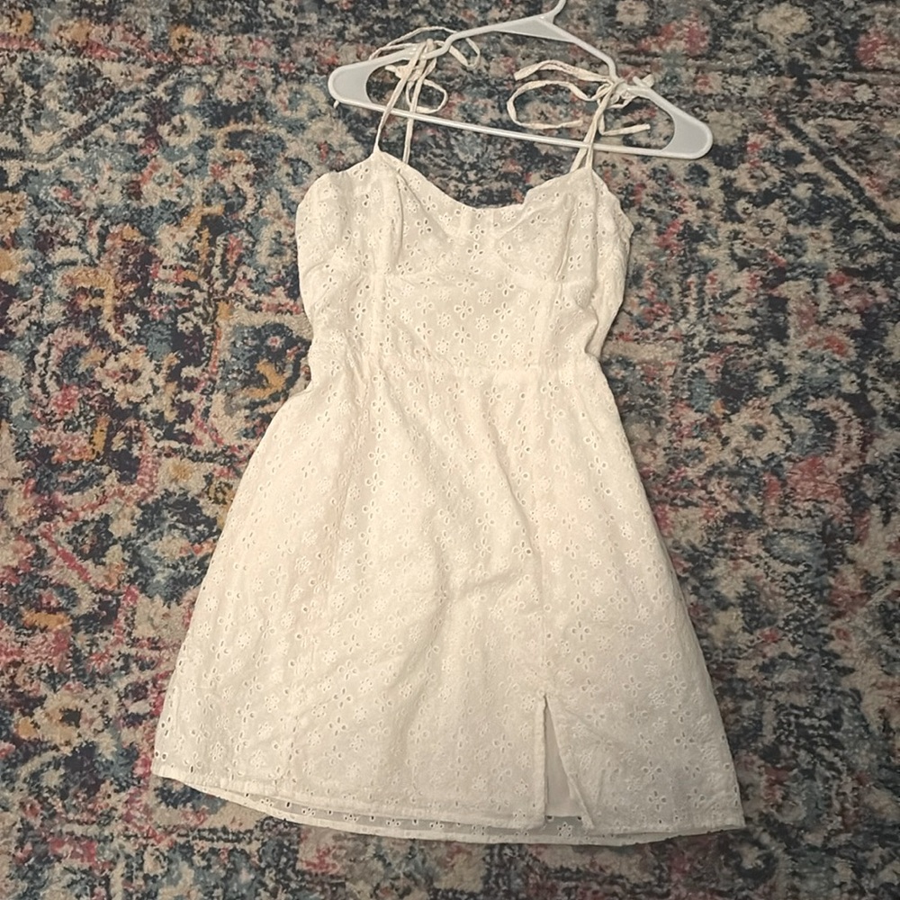 Aeropostle detailed white corset top dress with tie straps